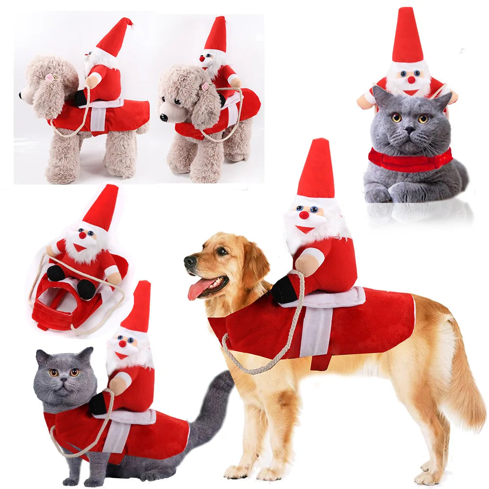Dog Cat Christmas Costume Santa Claus