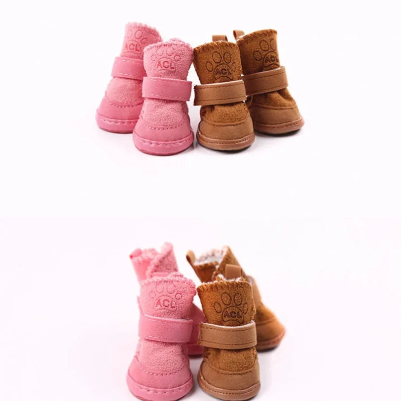4pcs/set Pet Dog Shoes Winter Warm Shoes