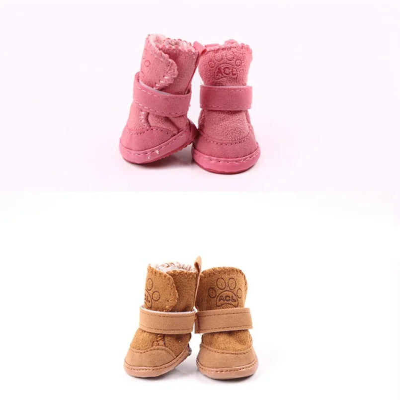 4pcs/set Pet Dog Shoes Winter Warm Shoes