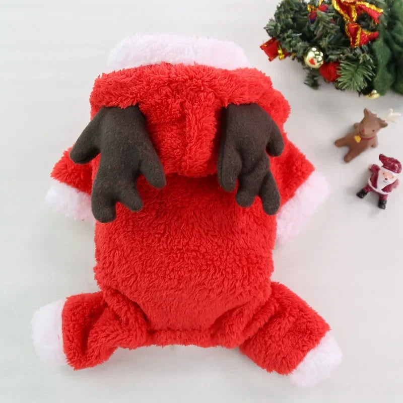 Pet Clothes Elk Santa Claus Hoodies