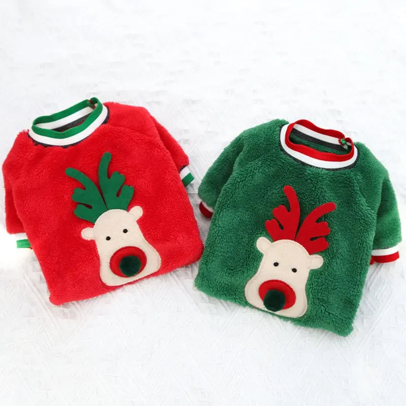 Pet Clothes Elk Santa Claus Hoodies