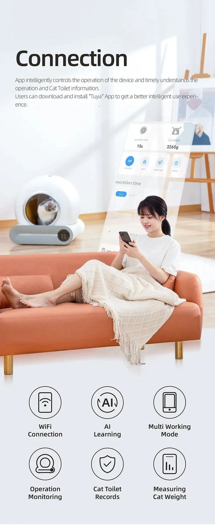 Automatic Smart Cat Litter Box Self-cleaning