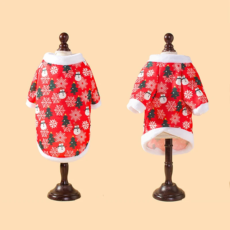Christmas  cartoon printed cat and dog clothes