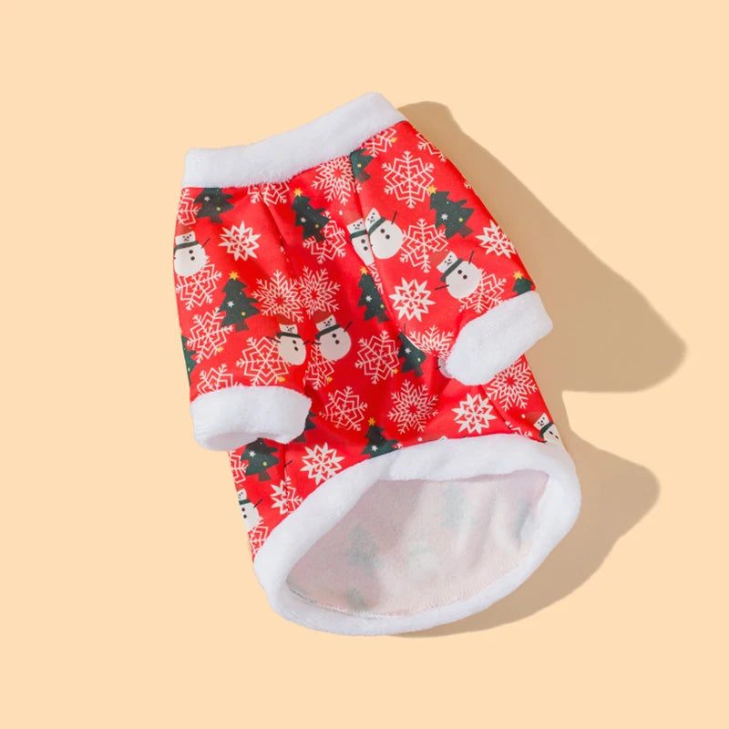 Christmas  cartoon printed cat and dog clothes
