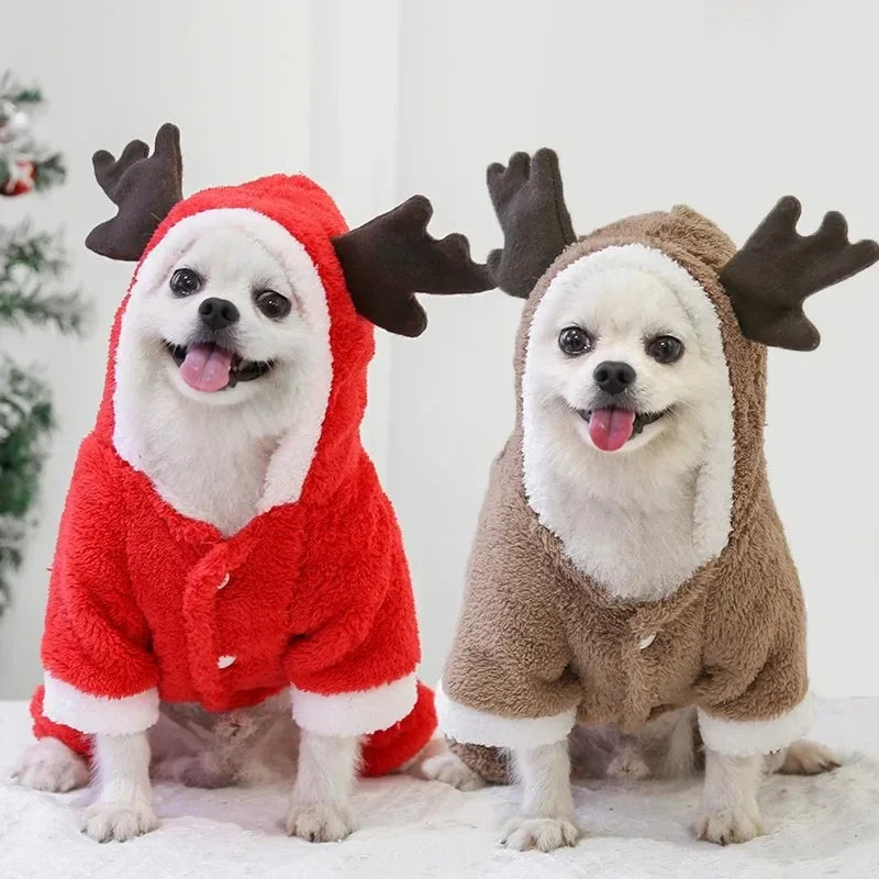 Pet Clothes Elk Santa Claus Hoodies
