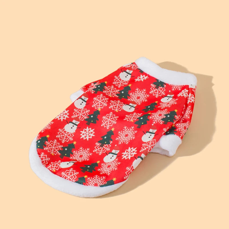 Christmas  cartoon printed cat and dog clothes