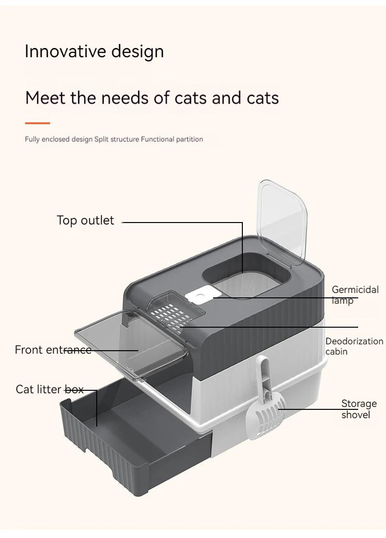 Cat Litter Box Large Rechargeable Self-cleaning