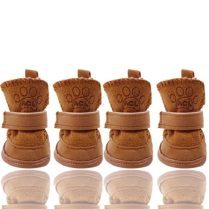 4pcs/set Pet Dog Shoes Winter Warm Shoes