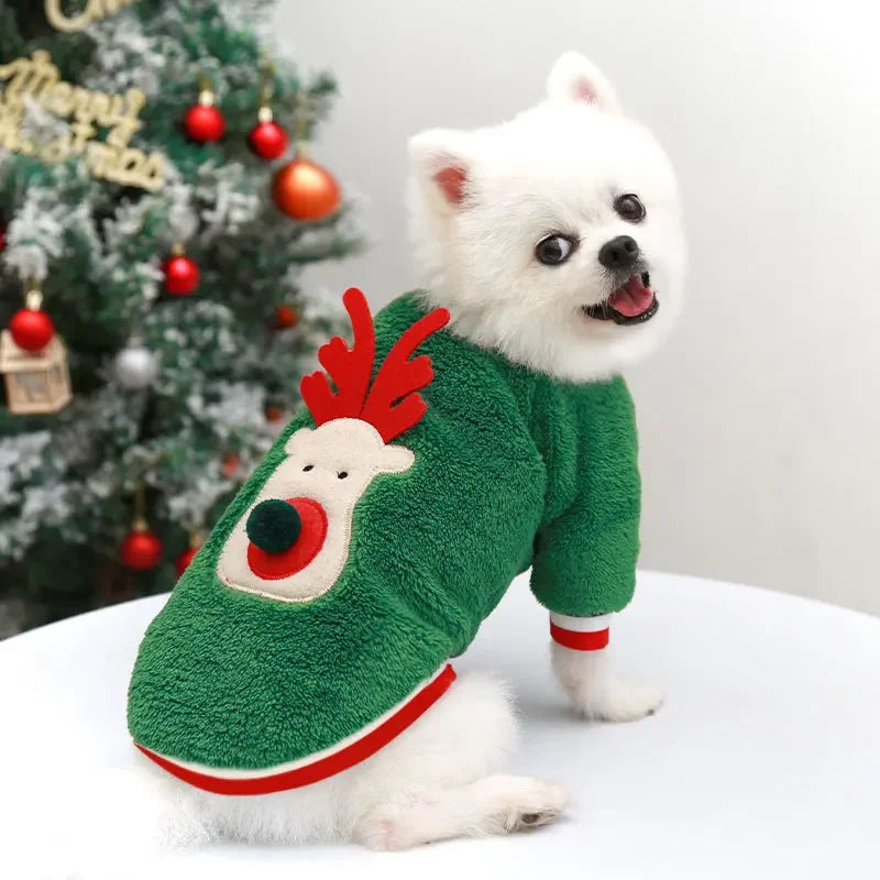 Pet Clothes Elk Santa Claus Hoodies