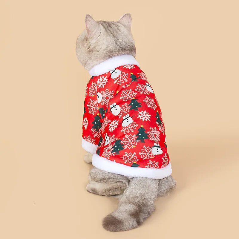 Christmas  cartoon printed cat and dog clothes