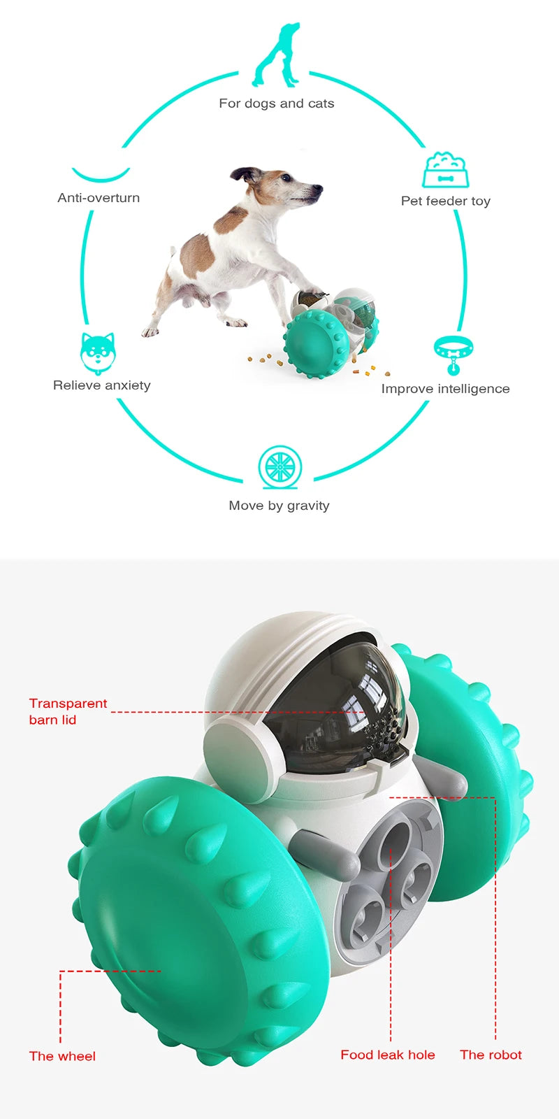 Treat Leaking Toy Pet , Slow Food Feeder