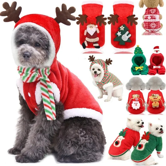 Pet Clothes Elk Santa Claus Hoodies
