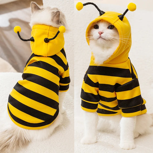Funny Pet Cat Clothes Hooded Stripe
