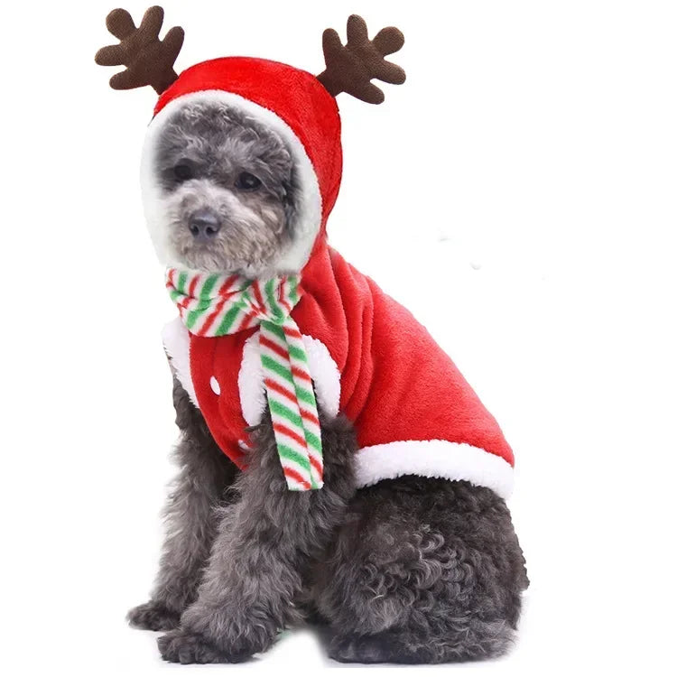 Pet Clothes Elk Santa Claus Hoodies