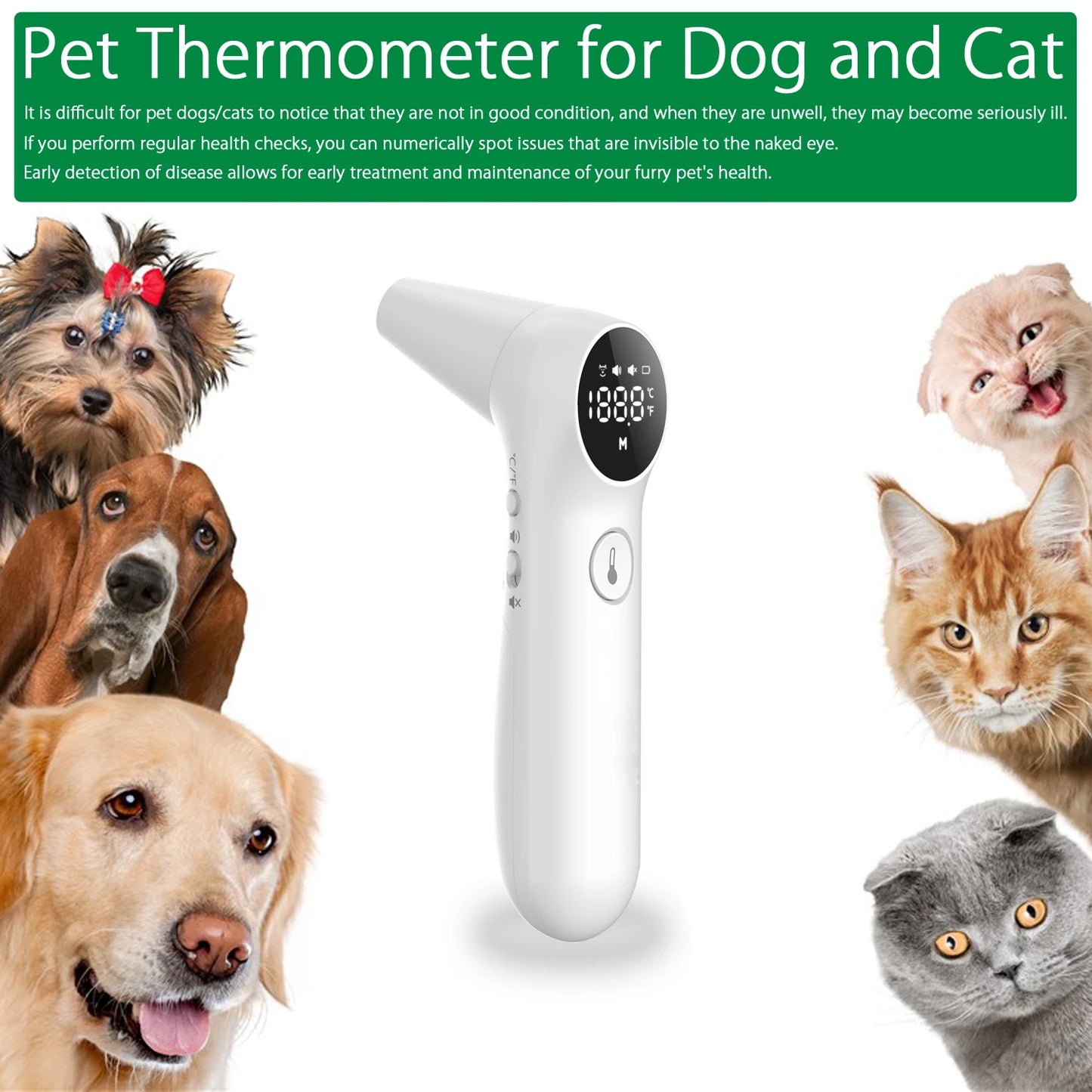 Pet Ear Thermometer for Dogs and Livestock