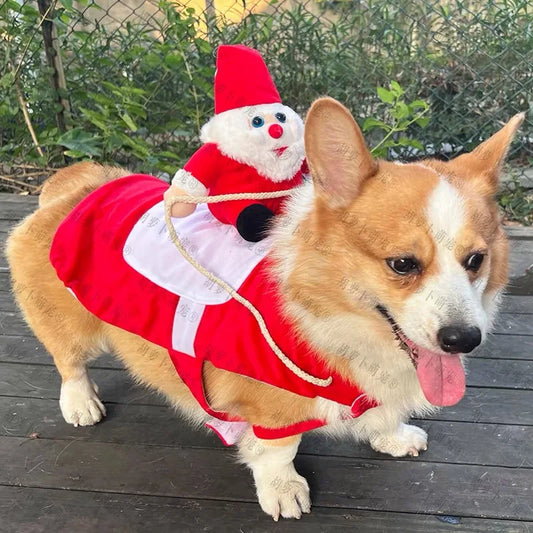 Dog Cat Christmas Costume Santa Claus