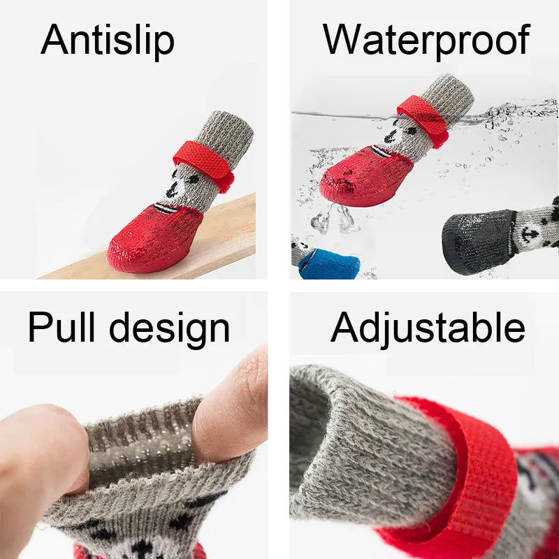 Dog Cat Boots Socks with Adjustable Waterproof