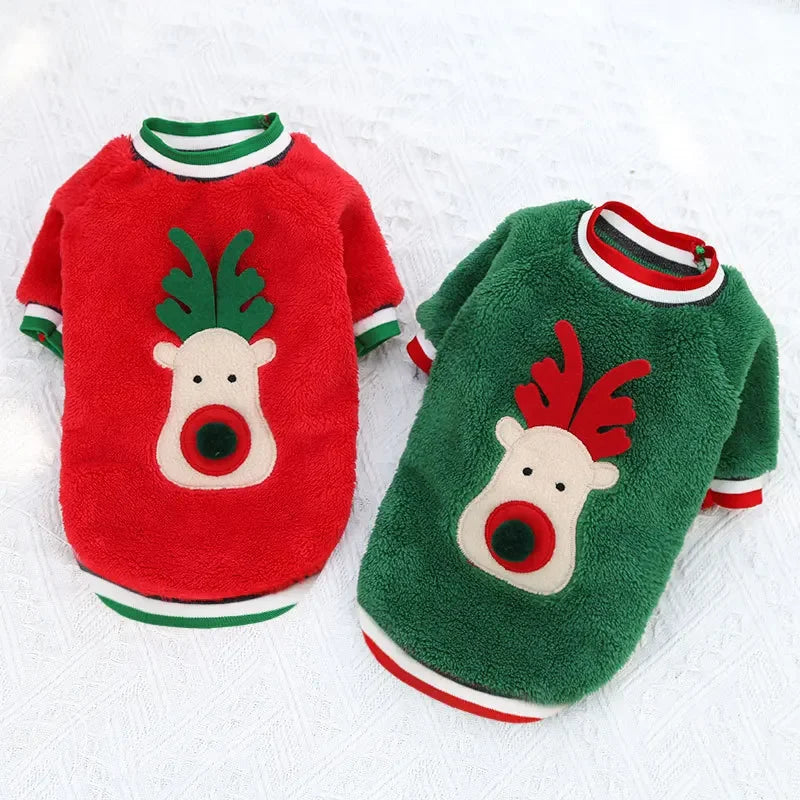 Pet Clothes Elk Santa Claus Hoodies