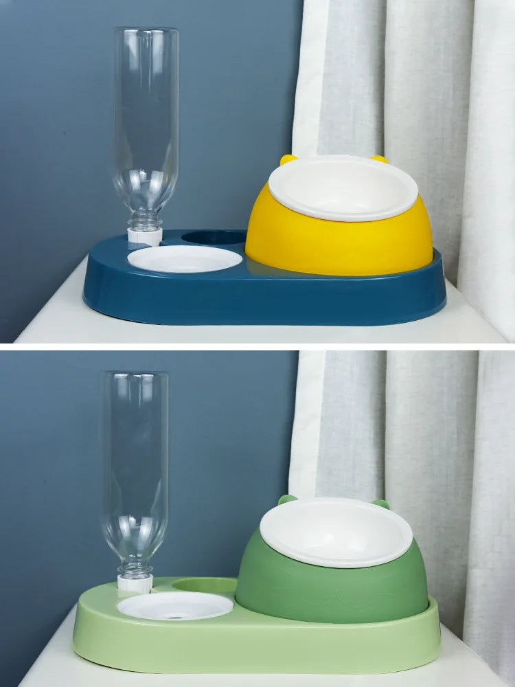 New 2-in-1 Cat Bowl Water Dispenser Automatic Water Storage