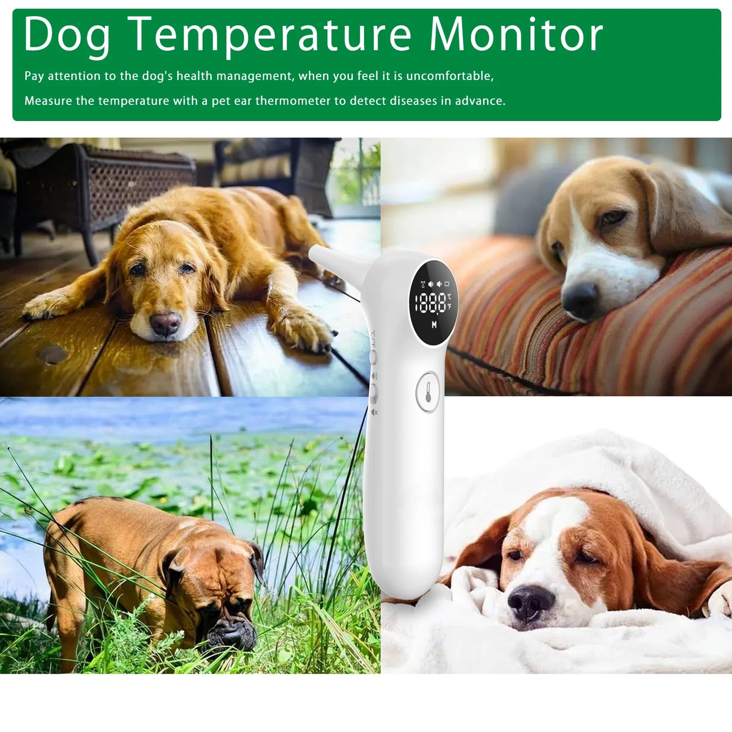 Pet Ear Thermometer for Dogs and Livestock