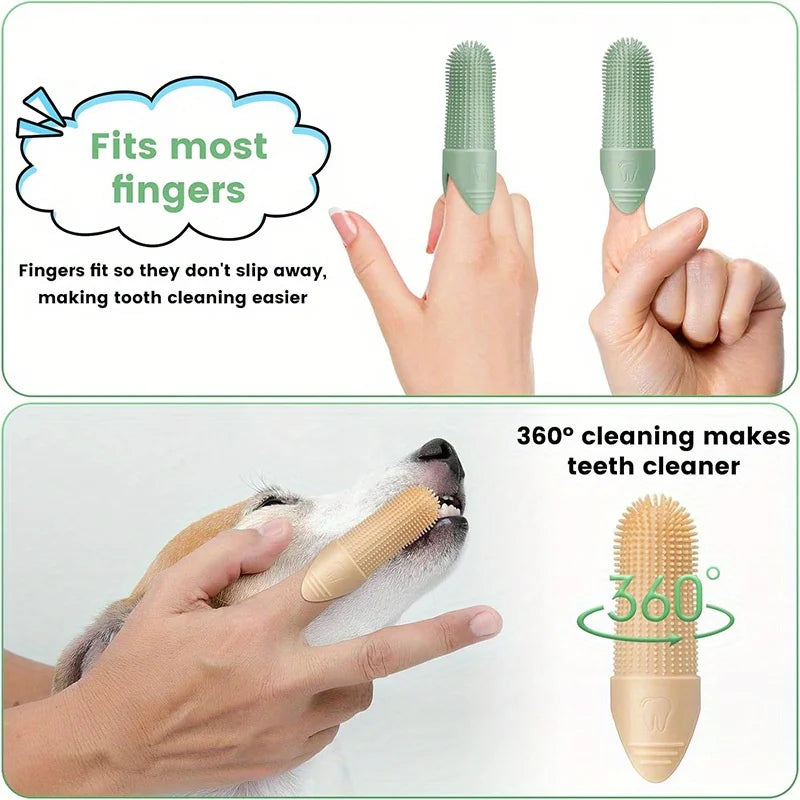 Dog Toothbrush, 360° Cleaning Finger Toothbrush