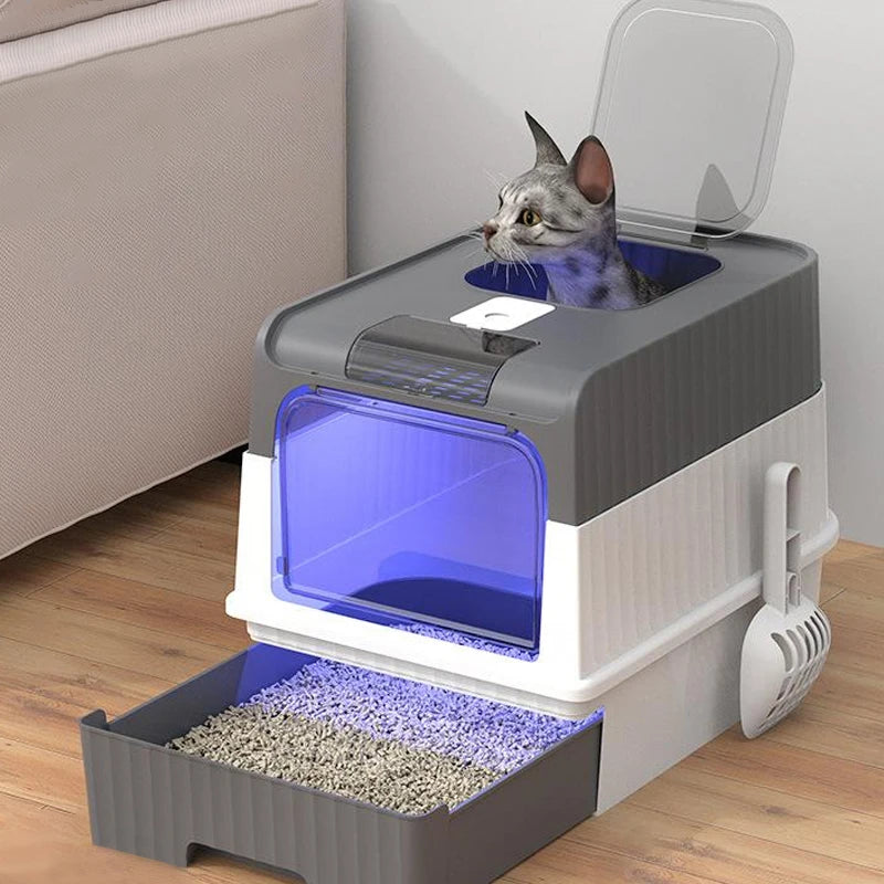 Cat Litter Box Large Rechargeable Self-cleaning