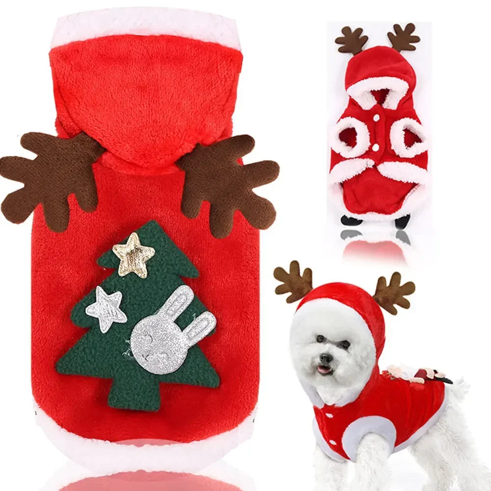 Pet Clothes Elk Santa Claus Hoodies