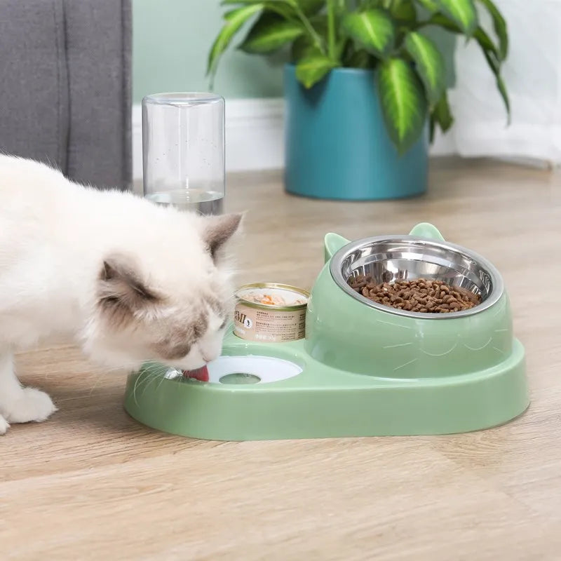New 2-in-1 Cat Bowl Water Dispenser Automatic Water Storage