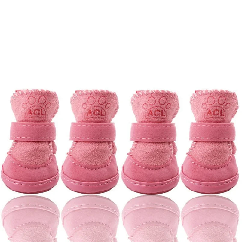 4pcs/set Pet Dog Shoes Winter Warm Shoes