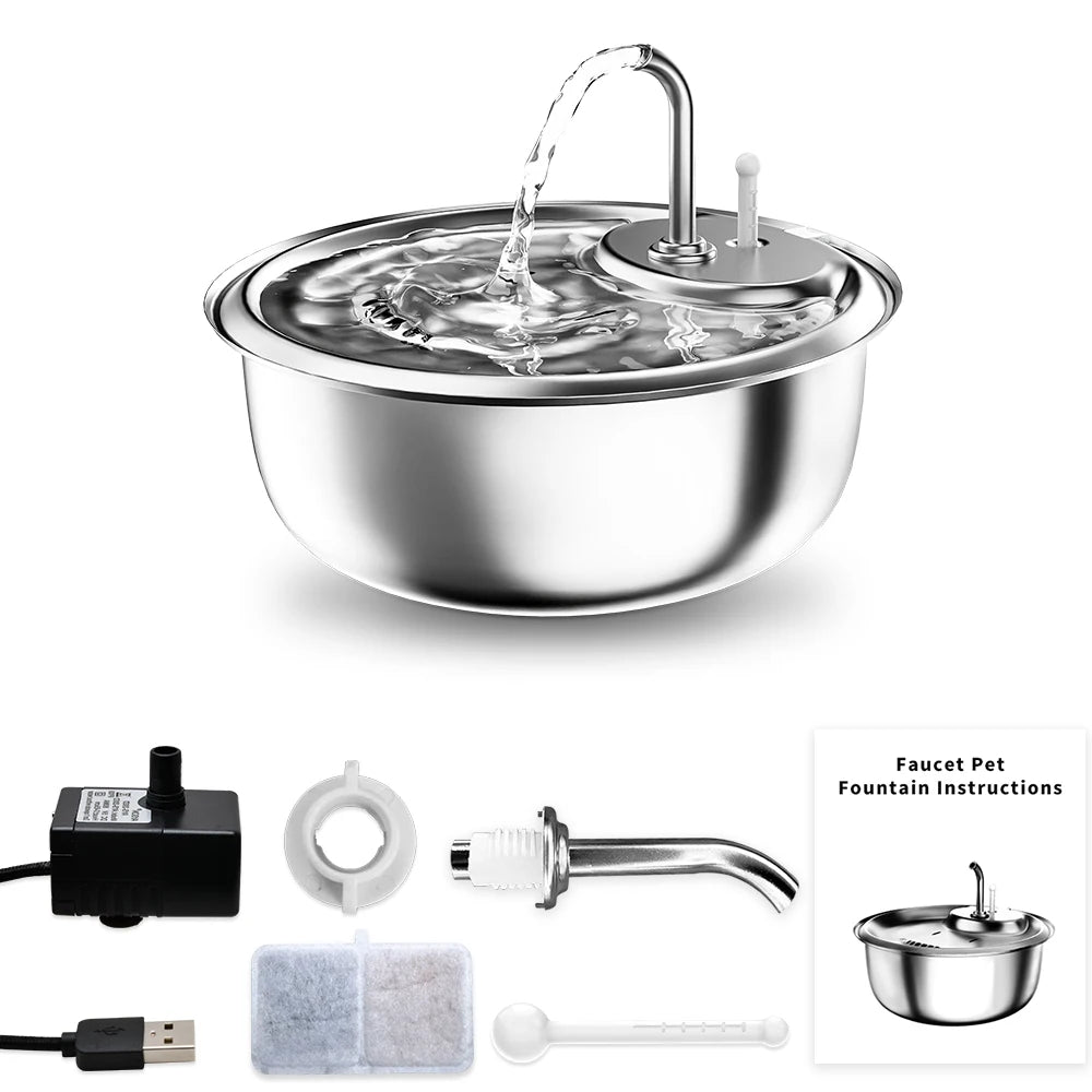 Pet Automatic Water Fountain 3.4L Large Capacity Stainless
