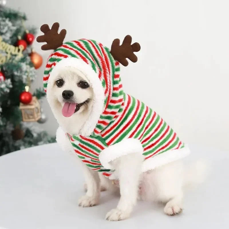 Pet Clothes Elk Santa Claus Hoodies